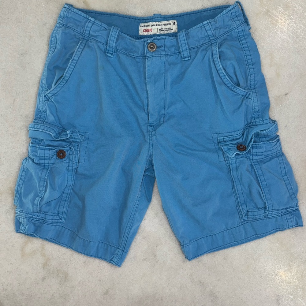 American Eagle Men's Light Blue Cargo Shorts